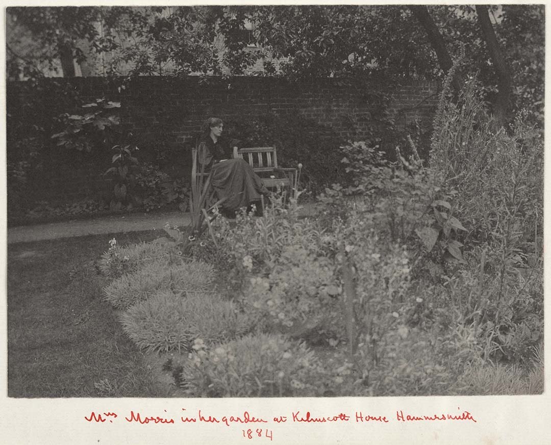 Jane Morris in her garden at Kelmscott House